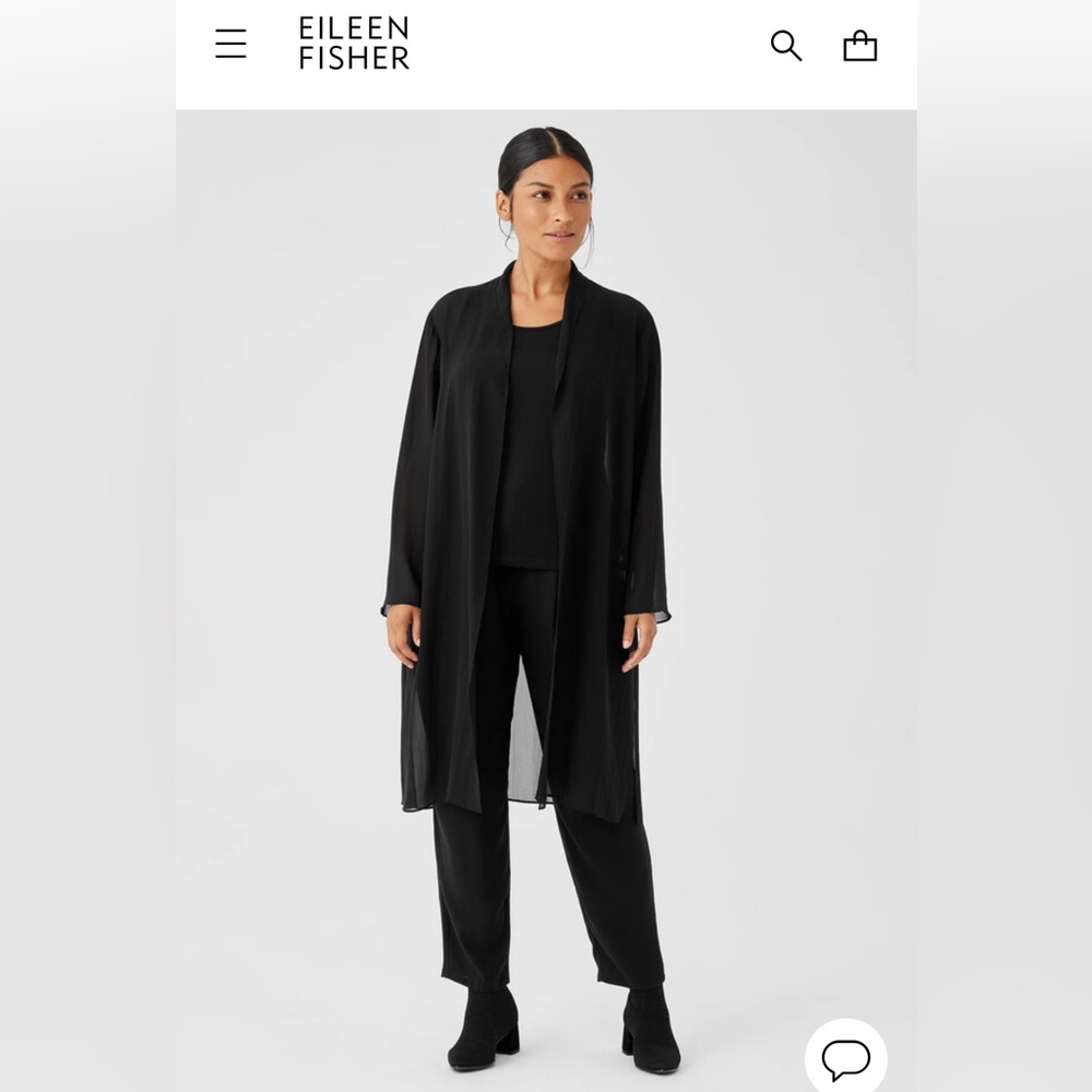 Eileen Fisher Silk Long Sleeve cardigan sheer Jacket Size Medium